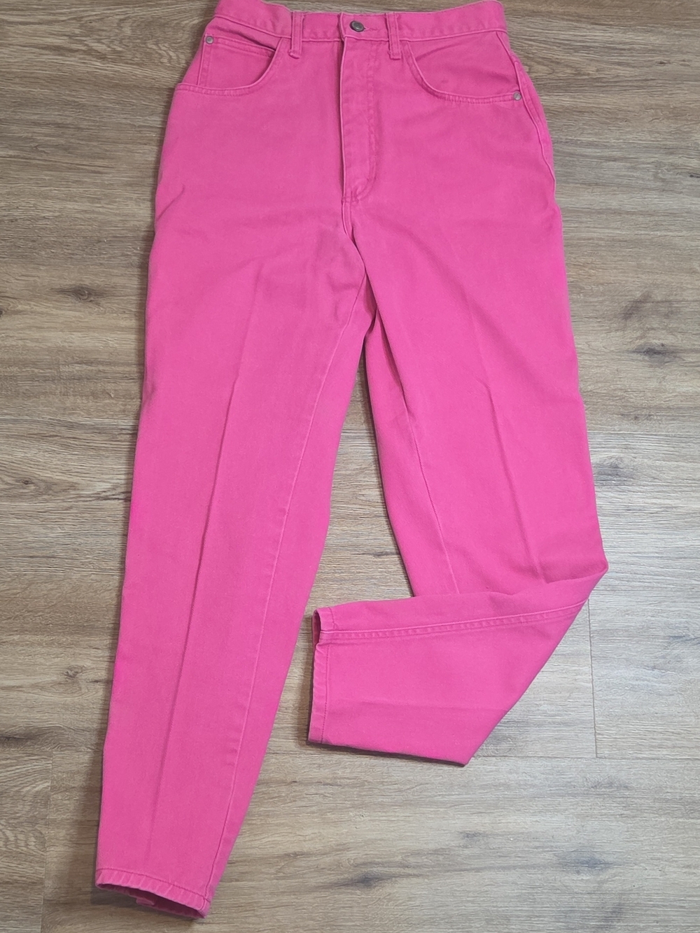 Vintage 90's Bright Pink High-Waist Tapered  Denim Jeans 100% Cotton